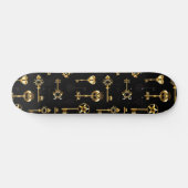 Naadloos patroon met gouden sleutels persoonlijk skateboard (Horizontaal)