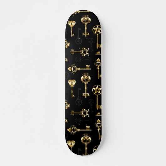 Naadloos patroon met gouden sleutels persoonlijk skateboard (Voorkant)