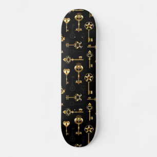 Naadloos patroon met gouden sleutels persoonlijk skateboard