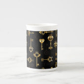 Naadloos patroon met gouden sleutels porselein kop (Voorkant)