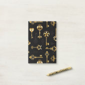 Naadloos patroon met gouden sleutels post-it® notes (Op bureau)