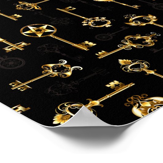 Naadloos patroon met gouden sleutels poster (Hoek)