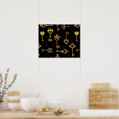 Naadloos patroon met gouden sleutels poster (Keuken)