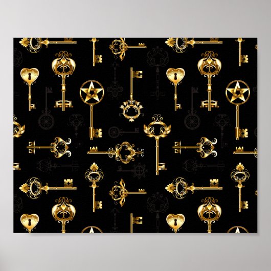 Naadloos patroon met gouden sleutels poster (Voorkant)