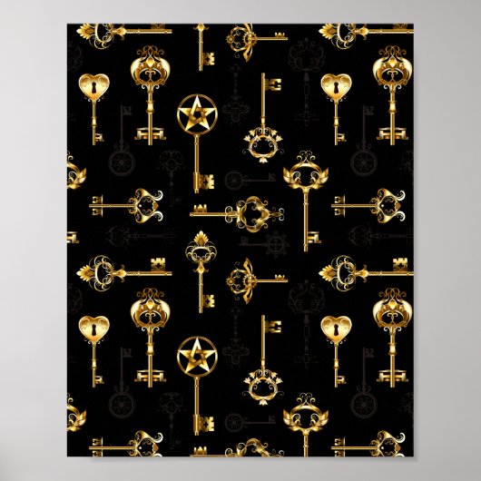 Naadloos patroon met gouden sleutels poster (Voorkant)