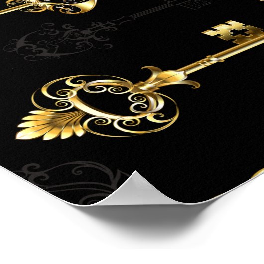 Naadloos patroon met gouden sleutels poster (Hoek)