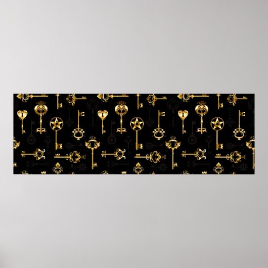 Naadloos patroon met gouden sleutels poster (Voorkant)