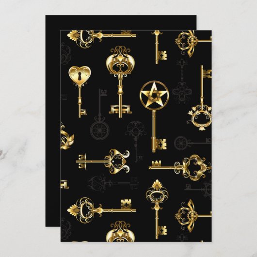 Naadloos patroon met gouden sleutels programmakaart (Voorkant / Achterkant)