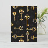 Naadloos patroon met gouden sleutels programmakaart (Staand voorkant)