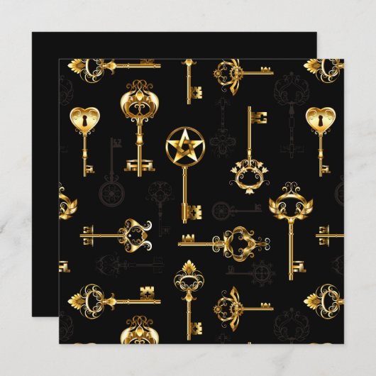 Naadloos patroon met gouden sleutels programmakaart (Voorkant / Achterkant)
