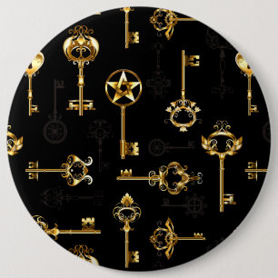 Naadloos patroon met gouden sleutels ronde button 6,0 cm