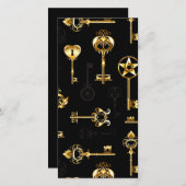 Naadloos patroon met gouden sleutels save the date (Voorkant / Achterkant)