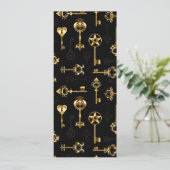 Naadloos patroon met gouden sleutels save the date (Staand voorkant)