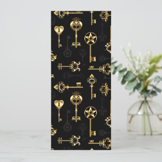 Naadloos patroon met gouden sleutels save the date (Staand voorkant)