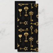 Naadloos patroon met gouden sleutels save the date (Voorkant / Achterkant)