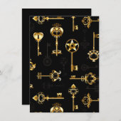 Naadloos patroon met gouden sleutels save the date (Voorkant / Achterkant)