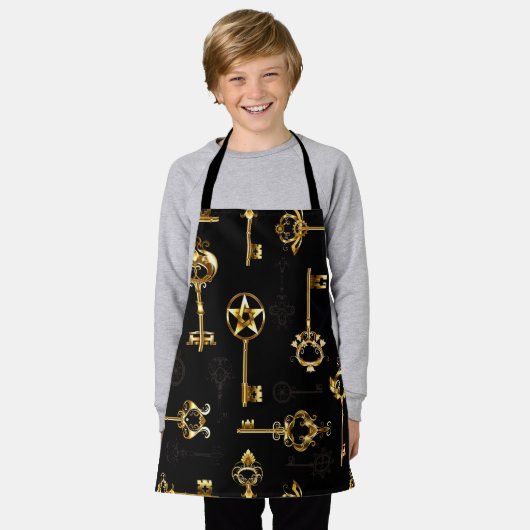 Naadloos patroon met gouden sleutels schort (Gedragen)