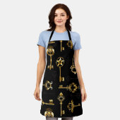 Naadloos patroon met gouden sleutels schort (Gedragen)