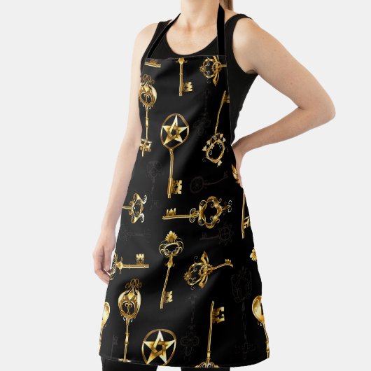 Naadloos patroon met gouden sleutels schort (Insitu)