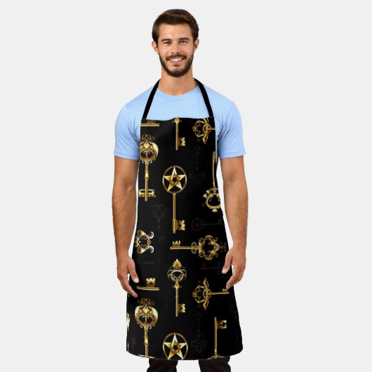 Naadloos patroon met gouden sleutels schort (Gedragen)