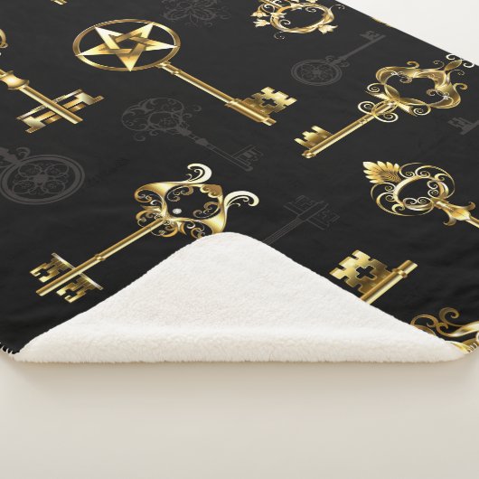 Naadloos patroon met gouden sleutels sherpa deken (3/4)