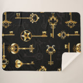 Naadloos patroon met gouden sleutels sherpa deken (Voorkant (horizontaal))