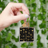 Naadloos patroon met gouden sleutels sleutelhanger (Hand)