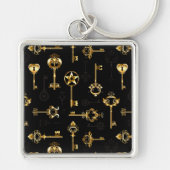 Naadloos patroon met gouden sleutels sleutelhanger (Voorkant)