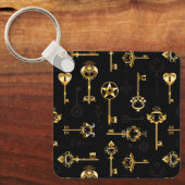 Naadloos patroon met gouden sleutels sleutelhanger (Voorkant)