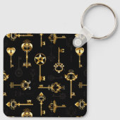 Naadloos patroon met gouden sleutels sleutelhanger (Achterkant)