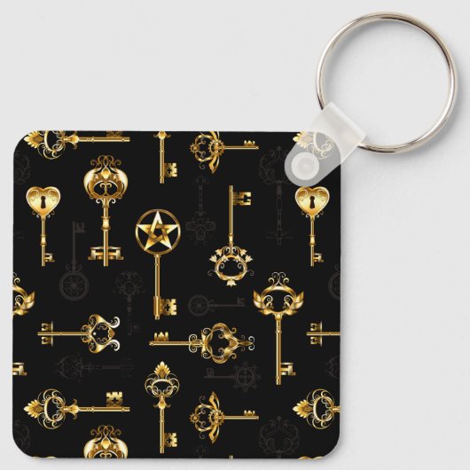 Naadloos patroon met gouden sleutels sleutelhanger (Achterkant)