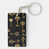 Naadloos patroon met gouden sleutels sleutelhanger (achterkant)