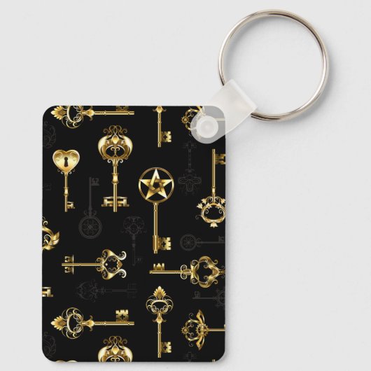Naadloos patroon met gouden sleutels sleutelhanger (Achterkant)
