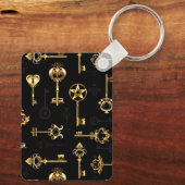 Naadloos patroon met gouden sleutels sleutelhanger (Achterkant)