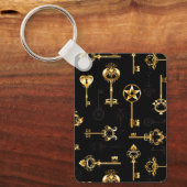 Naadloos patroon met gouden sleutels sleutelhanger (Voorkant)