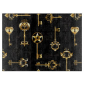 Naadloos patroon met gouden sleutels snijplank (Voorkant)