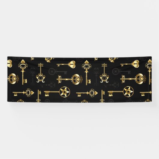 Naadloos patroon met gouden sleutels spandoek (Horizontaal)