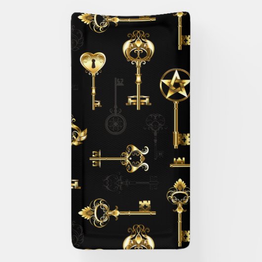 Naadloos patroon met gouden sleutels spandoek (Verticaal)