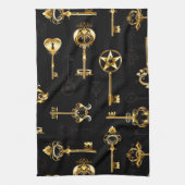 Naadloos patroon met gouden sleutels theedoek (Verticaal)