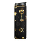 Naadloos patroon met gouden sleutels thermosbeker (Gedraaid links)