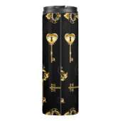 Naadloos patroon met gouden sleutels thermosbeker (Achterkant)