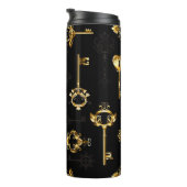 Naadloos patroon met gouden sleutels thermosbeker (Geroteerd rechts)