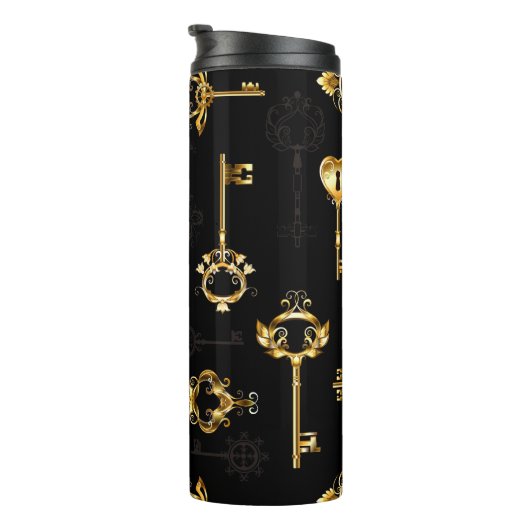 Naadloos patroon met gouden sleutels thermosbeker (Geroteerd rechts)