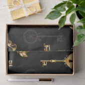 Naadloos patroon met gouden sleutels tissuepapier (Geschenk)