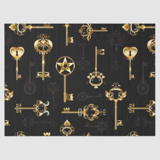 Naadloos patroon met gouden sleutels tissuepapier (Voorkant)