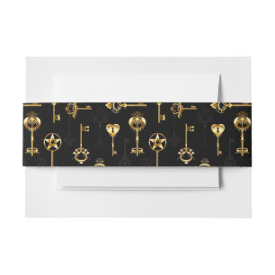 Naadloos patroon met gouden sleutels uitnodigingen wikkel