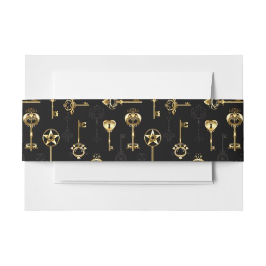 Naadloos patroon met gouden sleutels uitnodigingen wikkel (Voorkant Voorbeeld)