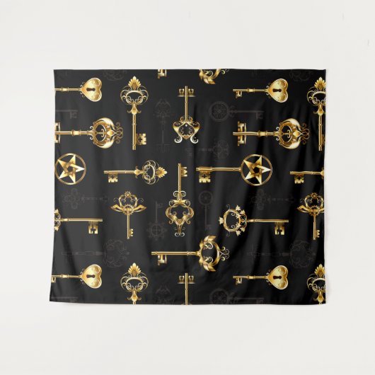 Naadloos patroon met gouden sleutels wandkleed (Voorkant (horizontaal))