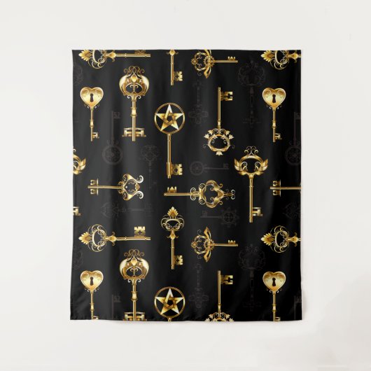 Naadloos patroon met gouden sleutels wandkleed (Voorkant)