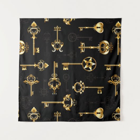 Naadloos patroon met gouden sleutels wandkleed (Voorkant (horizontaal))